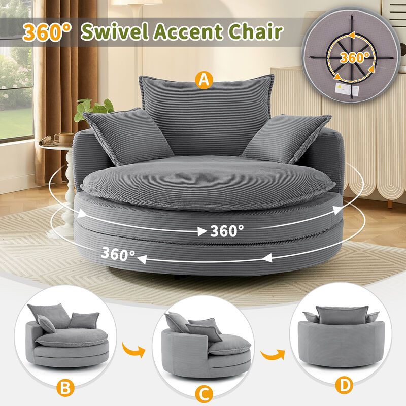 Merax 360&deg; Swivel Sofa Chair Accent Barrel Chair
