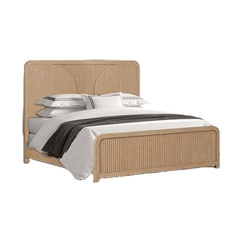 3pc King Bedroom Set, Natural Brown Wood, 2 Nightstands image number 2