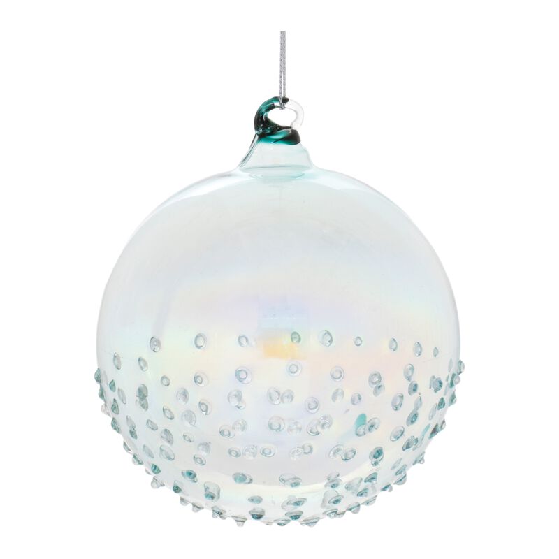 Set of 12 Iridescent Glass Ornaments – Round Christmas Tree Baubles with Light-Reflecting Finish for Elegant Holiday Display