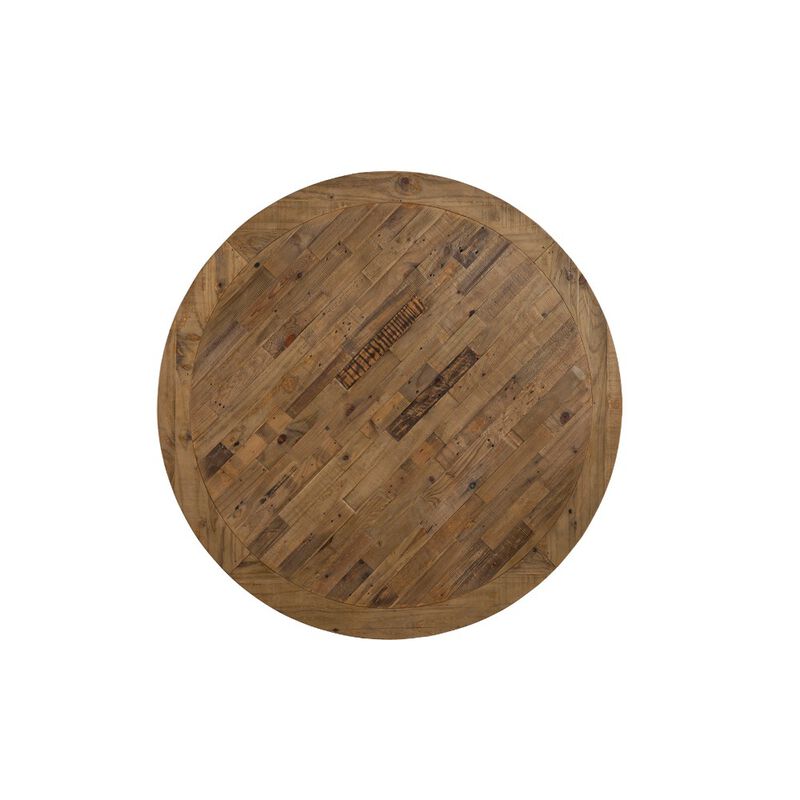 Round Solid Pine Dining Table With Aesthetic Base Brown image number 1