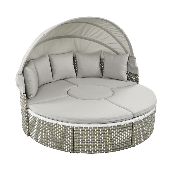Whisen Round Outdoor Seating Set with Retractable Canopy