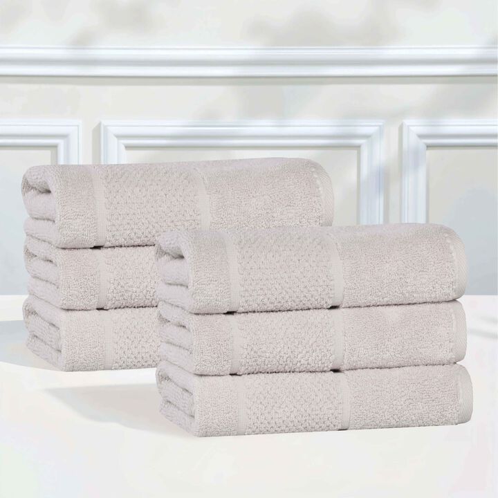 6 Piece Hand Towel Set in Viscose Cotton Blend with Textured Design
