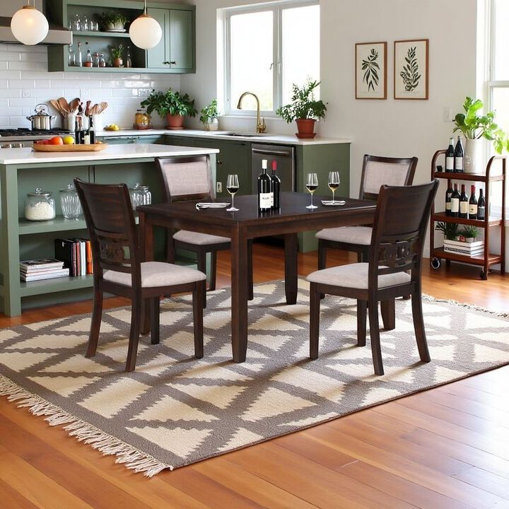 Wood Square Dining Table Set for 4 &ndash; Small Kitchen Table Set in Brown
