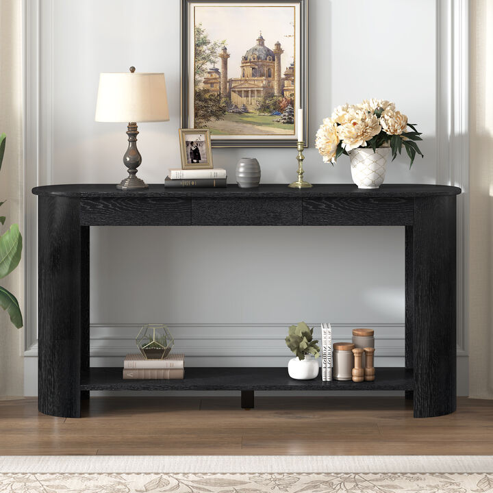 Merax Console Table with 3 Drawers & Open Bottom Storage Shelf