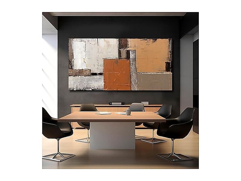 Orange Abstract Canvas Photo Living Room White Brown Block 29 X 58 Inch Office image number 3