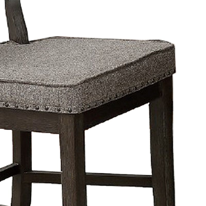 Curved Top Wooden High Chair with Flared Legs, Set of 2, Gray