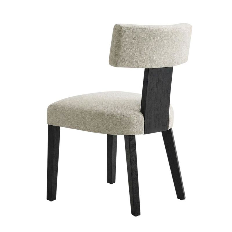 Fabric Upholstered Modern Dining Chair, Heathered Weave Gray Black, Set of 2 image number 1