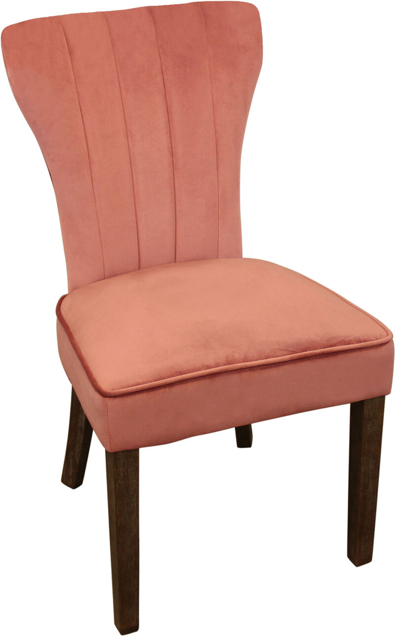 HomeRoots Set of Two Blush and Brown Upholstered Velvet Dining Parsons Chairs image number 2
