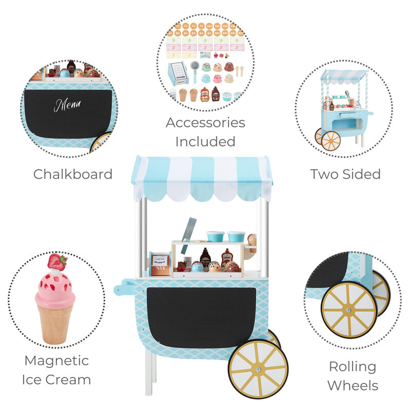 My Little Helper Ice Cream Cart & Accessories, Blue/White image number 2