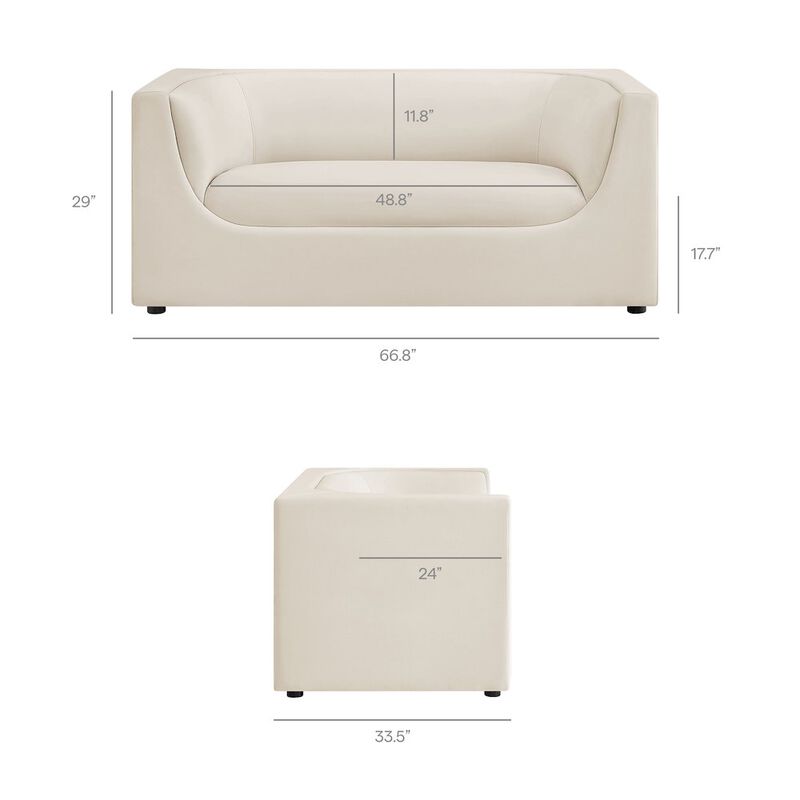 Hilda 67" Curved Back Performance Velvet Loveseat image number 2