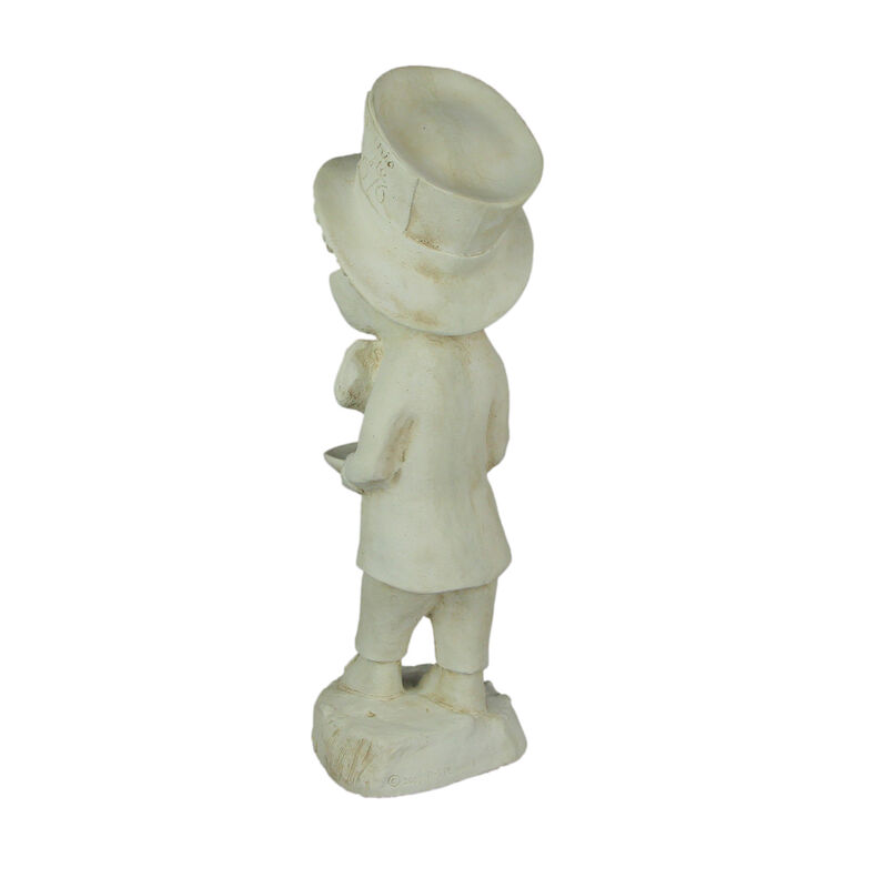 Mad Hatter Alice in Wonderland Antiqued White Finish Solid Cement Statue 19 Inch image number 2