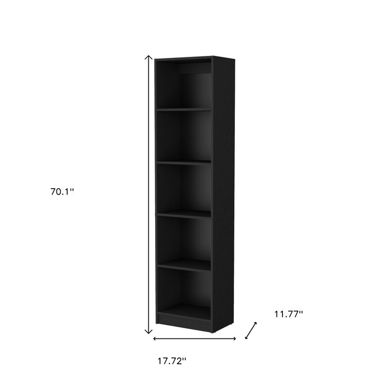 HomeRoots 70" Black Wood Five Tier Bookcase image number 6