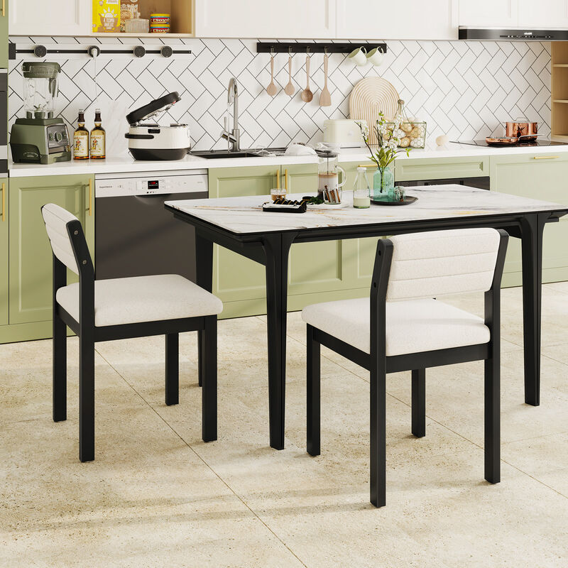 Cozy Sherpa Dining Chairs Set of 2 with Armless Design and Wooden Base