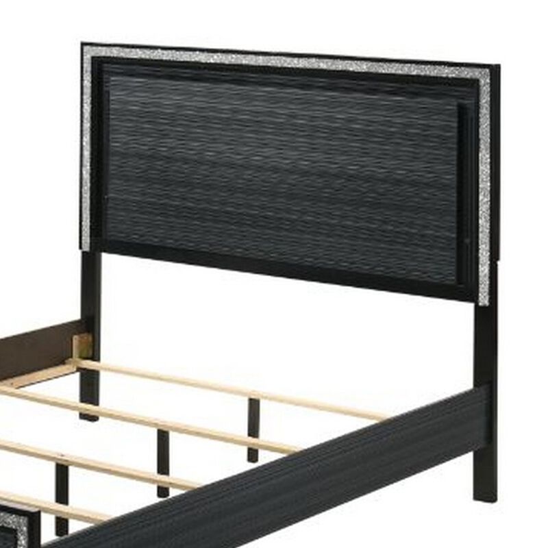 Queen Size Bedroom Set, Black Finish, 4-Piece Set with Bed, 2 Nightstands and Dresser image number 3