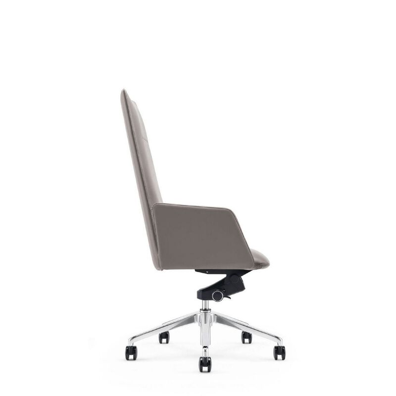 Cid 24 Inch Modern Office Chair, Knee Tilt, Sleek Tall Back, Gray-Benzara
