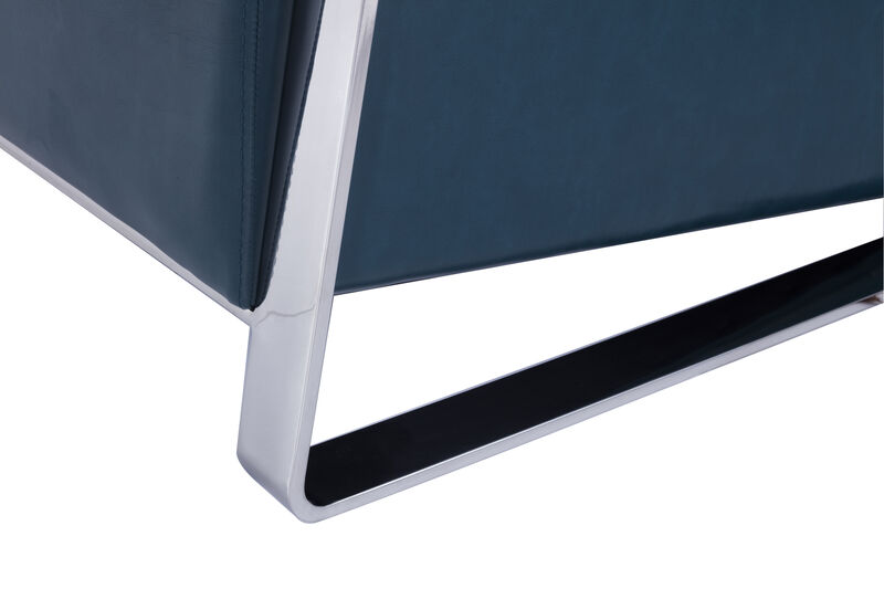 Pasargad Home Luxe Upholstered with Chrome Base Armchair, Teal