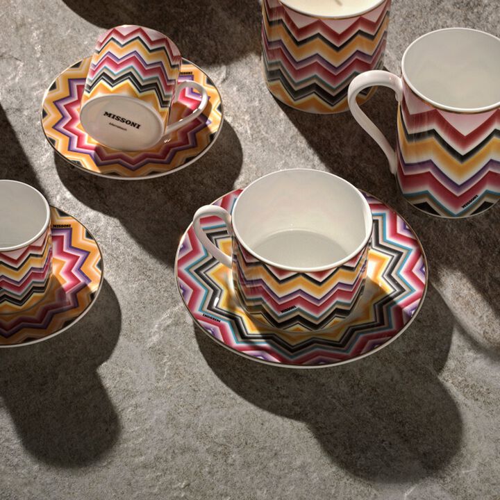 Coffee Cup & Saucer MARRAKECH Set of 6, cup diam. 2.36", H 2.4", saucer diam. 4.72"