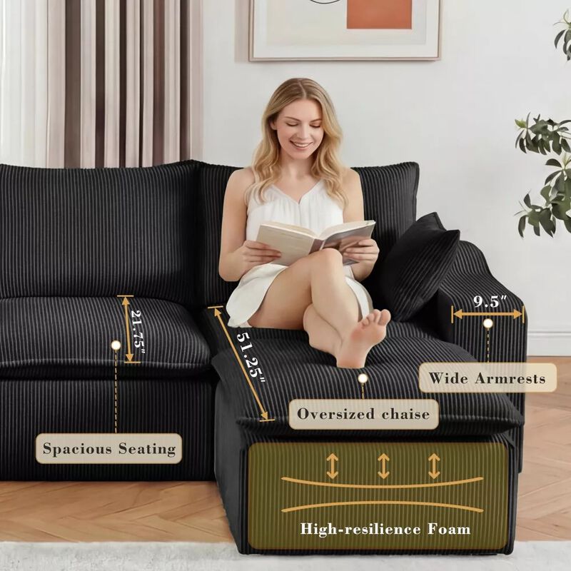 137" U-Shape Modular Sectional Sofa image number 5