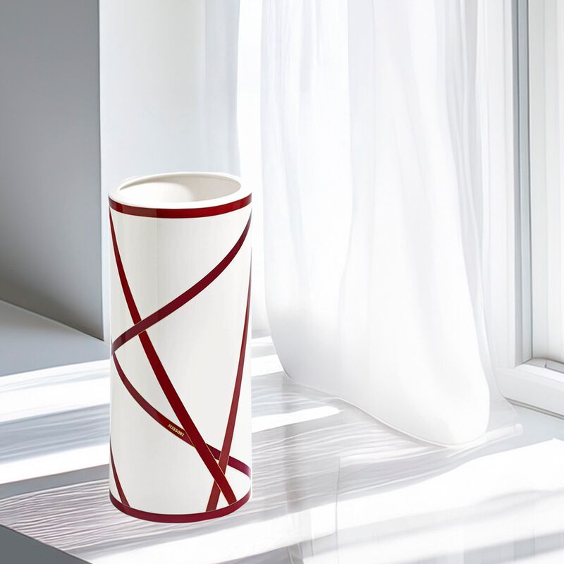 High Vase NASTRI BORDEAUX, diam. 6.3", H 14.17" image number 2