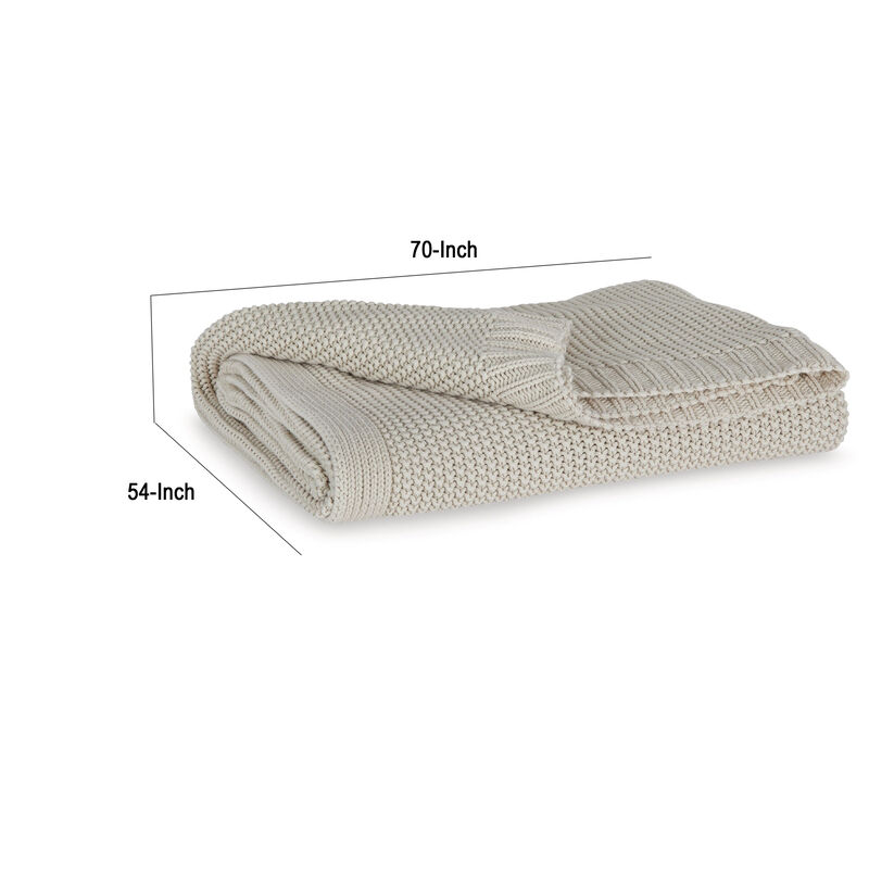 70 x 54 Leri Throw Blanket, Set of 3, Machine Knitted Gray Cotton image number 5