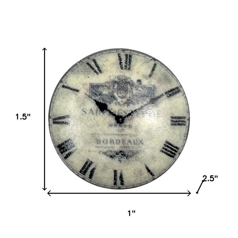 HomeRoots Set of Six Black And White Clock Face Ceramic Drawer Pull Knobs image number 6