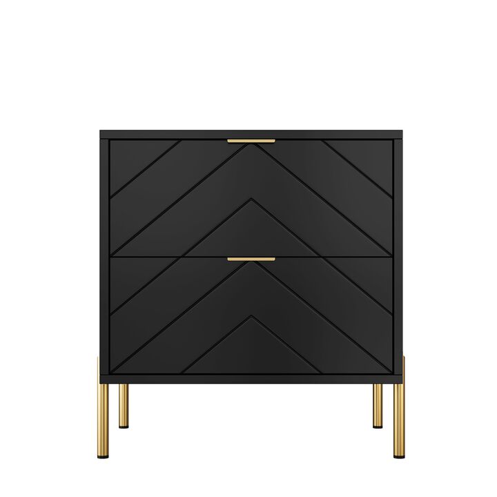 2-Drawer Nightstand With Elegant Design