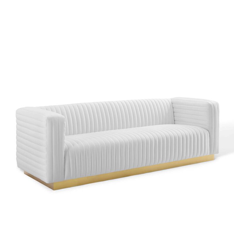 Charisma Channel Tufted Performance Velvet Living Room Sofa image number 2
