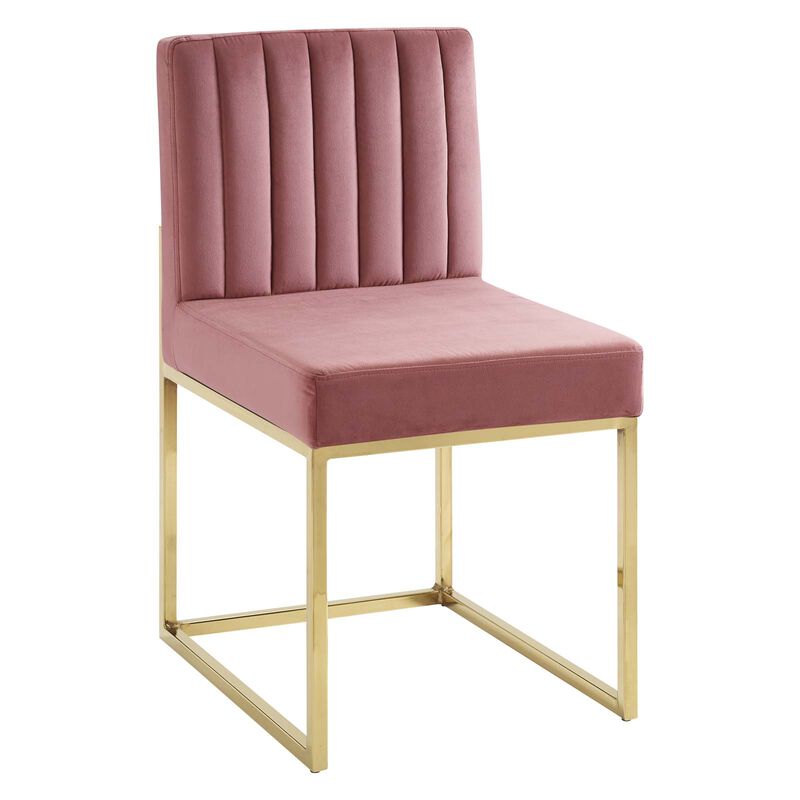 Carriage Channel Tufted Sled Base Performance Velvet Dining Chair image number 0