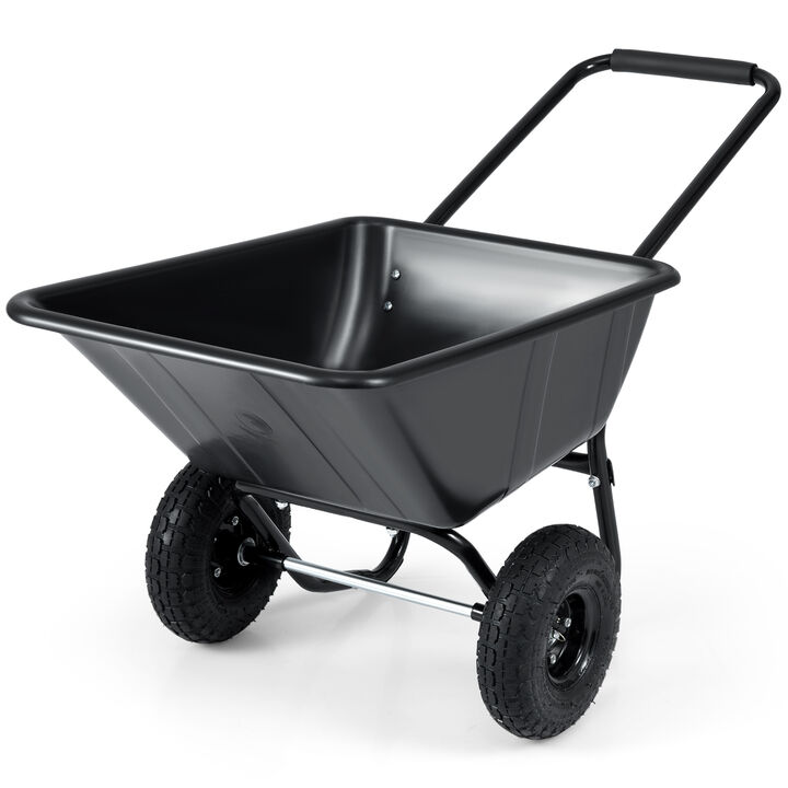 Garden Utility Cart with Dual Wheels and Pneumatic Tires for Smooth Handling