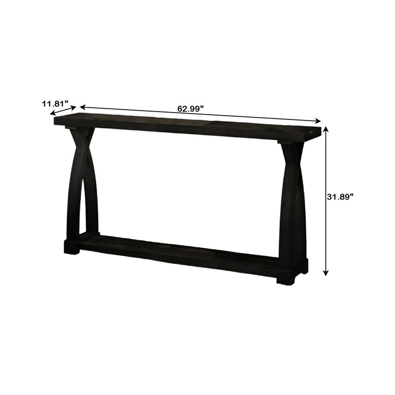 Narrow Solid Wood Sofa Console Table with 2-Tier Storage for Entryway image number 2