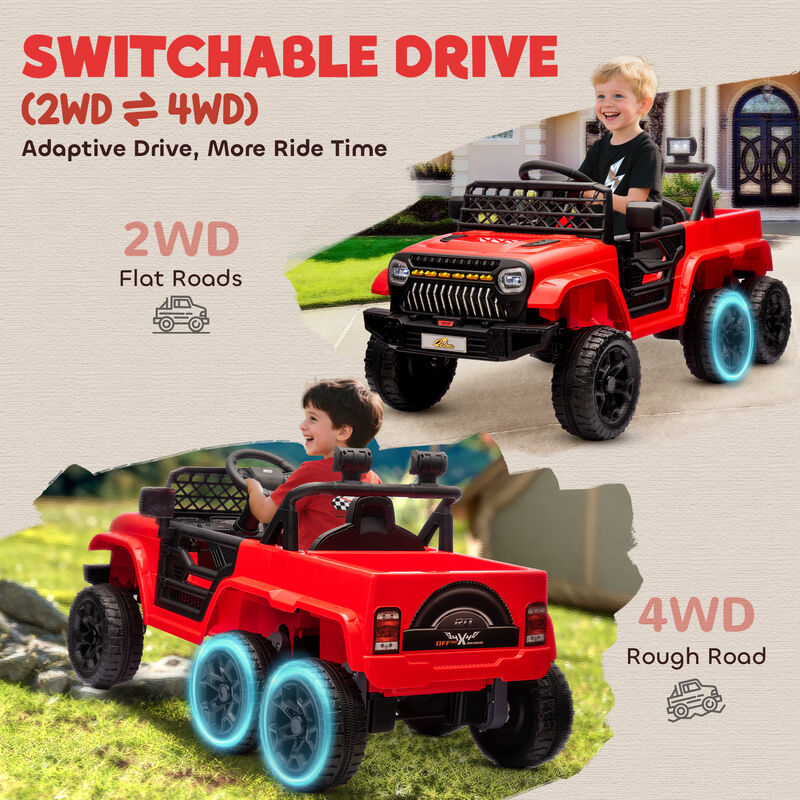 BreeBe 12V 4x4 Kids Electric Car w/ 2WD/4WD Switchable, Remote Control, Spring Suspension System, Back Trailer image number 3