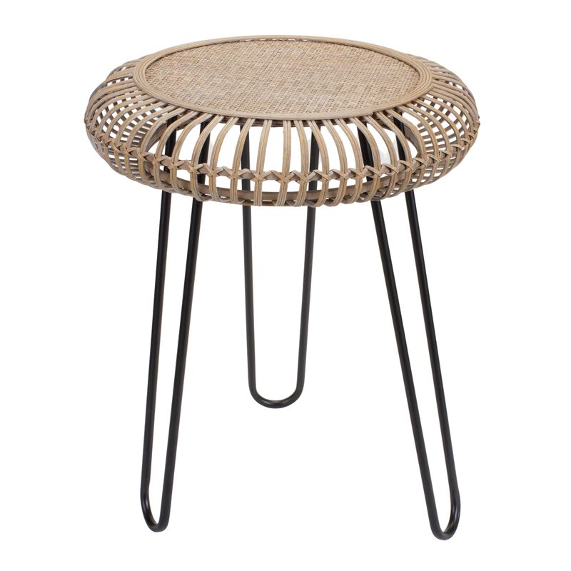 Rattan Wood Tripod Stool Table - Stylish and Versatile Accent Piece for Any Room