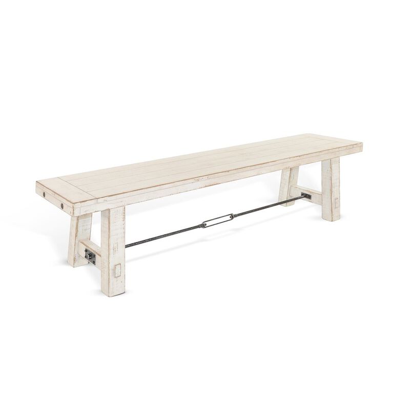 Sunny Designs 64" White Sand Bench with Turnbuckle, Wood Seat image number 0