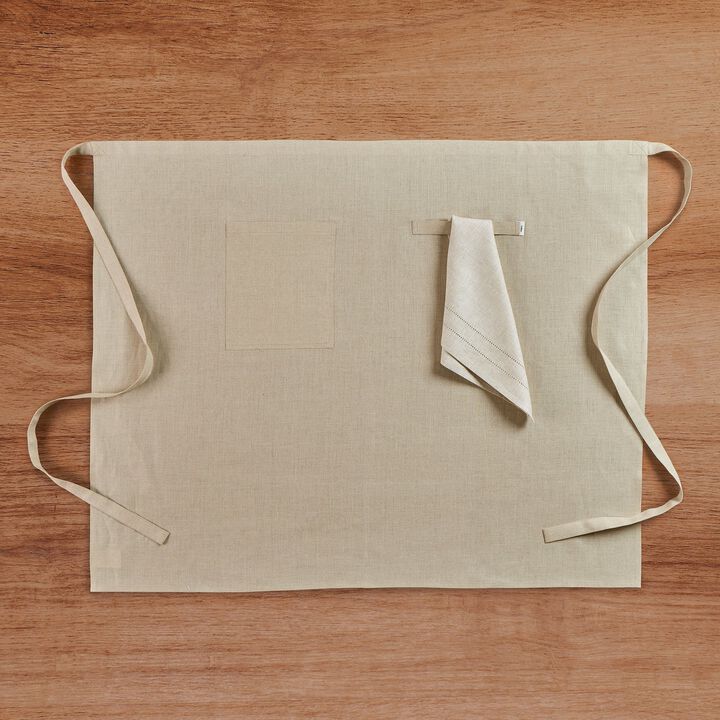 Solino Home 100% Pure Linen Apron - Linen Midi Bistro Apron