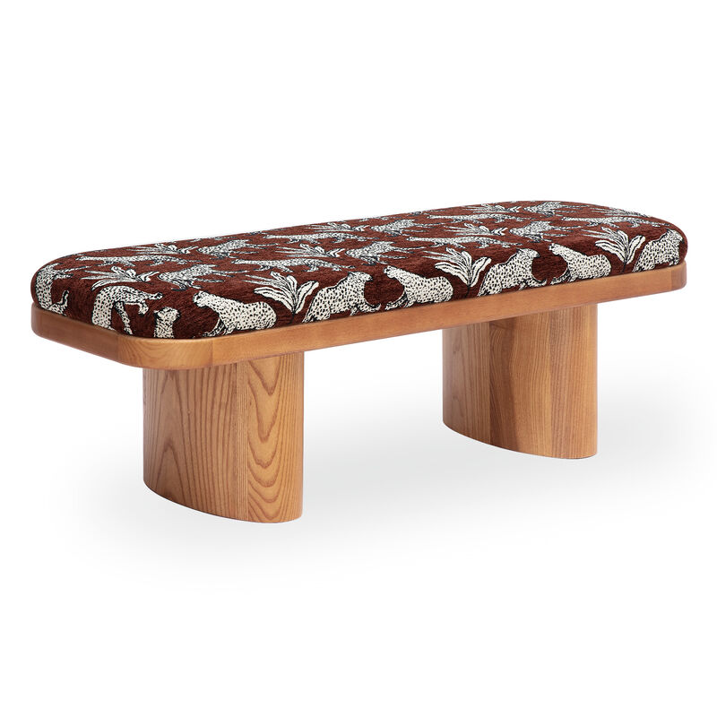 Ollie 48" Neutral Floral Jacquard Bench image number 1
