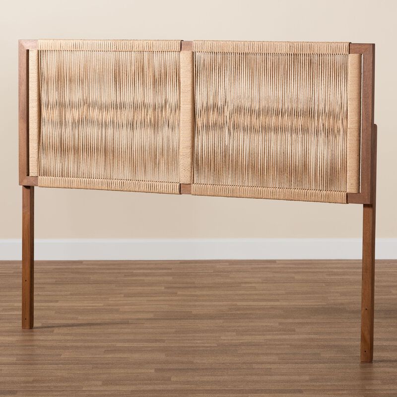 bali & pari Holitz Natural Rope Woven Headboard - Mountable Bed Backboard with Bayur Wood Frame, Modern Boho Accent for Bedroom Decor, King