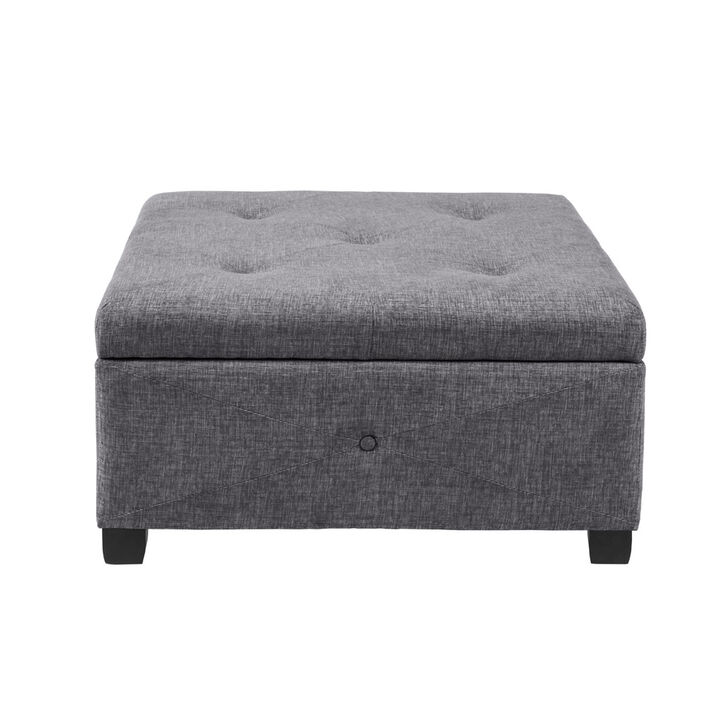Gracie Mills Rylie Button-Tufted Square Storage Ottoman