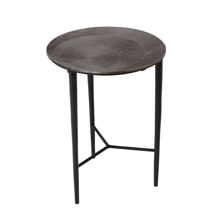 Circle Etched Accent Table-Black
