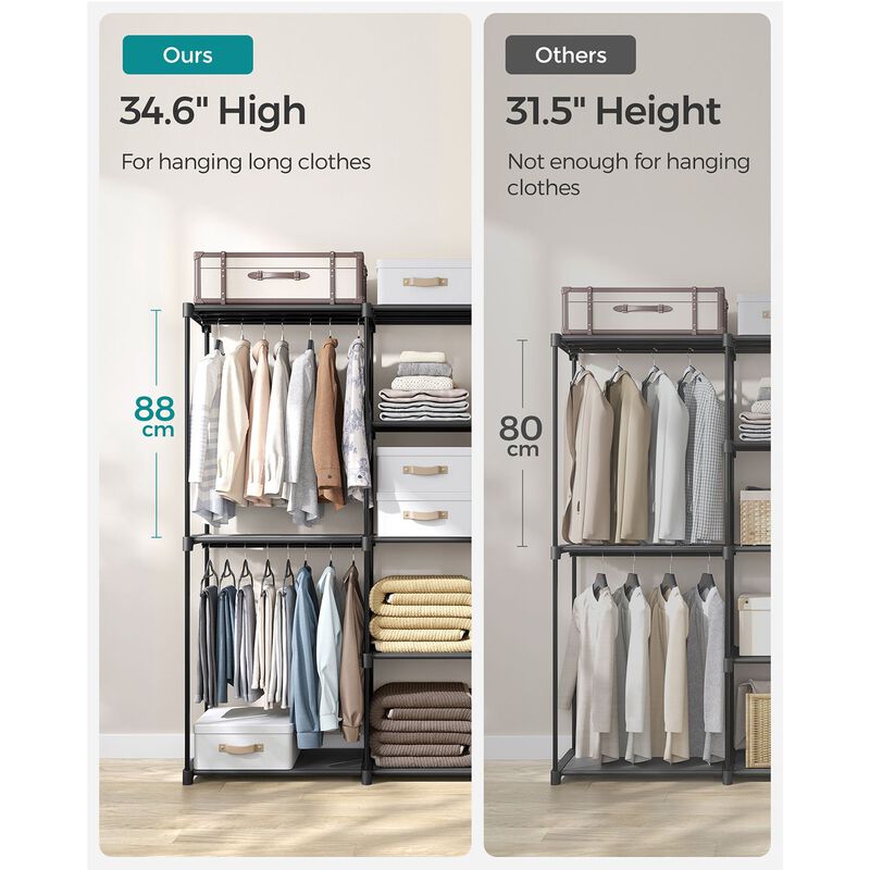 Double Rod Closet Rack &ndash; Heavy-Duty Freestanding Organizer with Storage Shelves