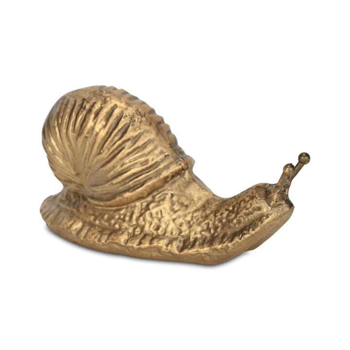 HomeRoots 3" Antiqued Gold Cast Iron Snail Figurine