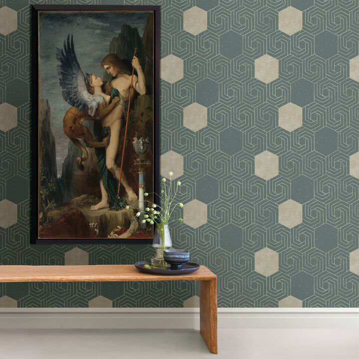 Momentum Dark Green Geometric Wallpaper (Set of 2)