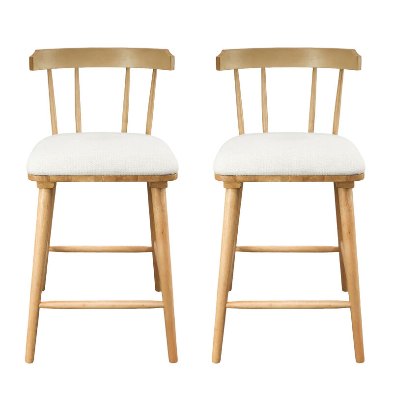 Christopher Knight Home Lilia Modern Rubberwood Upholstered Counter Stools with Curved Open Backrest (Set of 2) image number 0