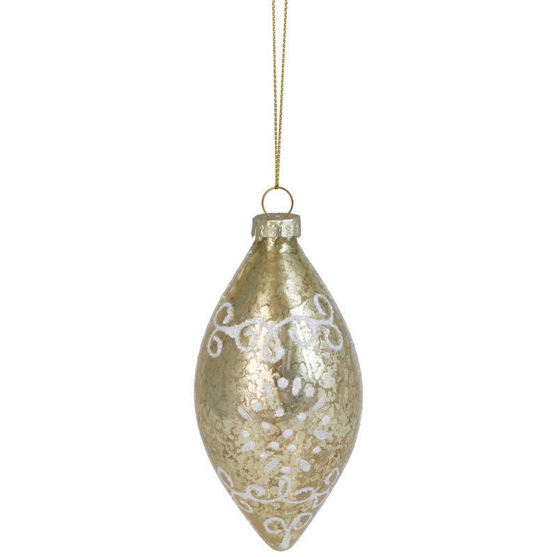 Glittered Christmas Ball and Finial Glass Ornaments - 5" - Gold - 4ct image number 5