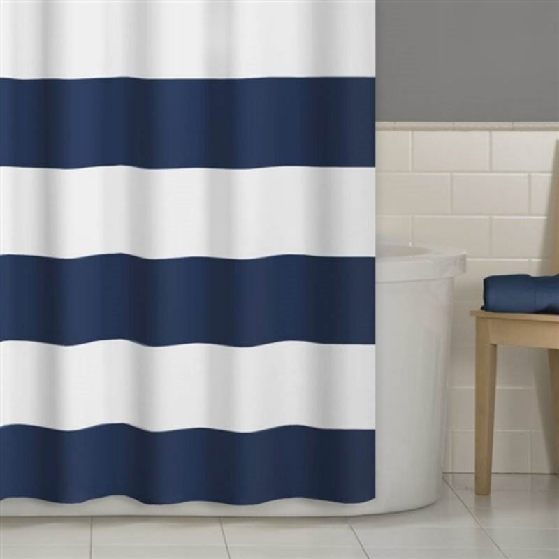 Ocean Striped Shower Curtain Polyester Fabric for Bathroom Refresh