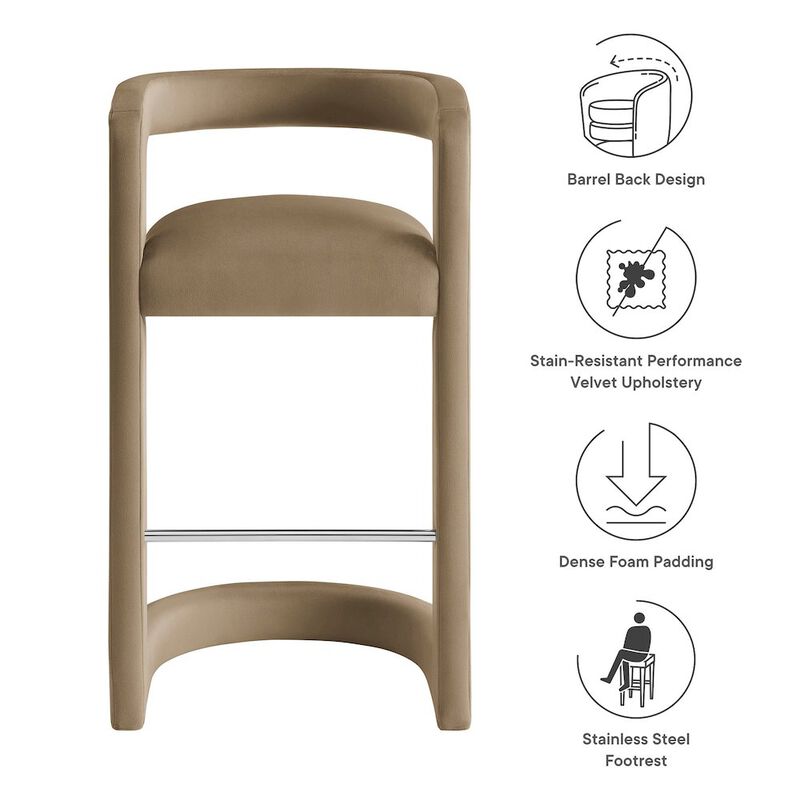 Winslow Performance Velvet Bar Stool image number 2