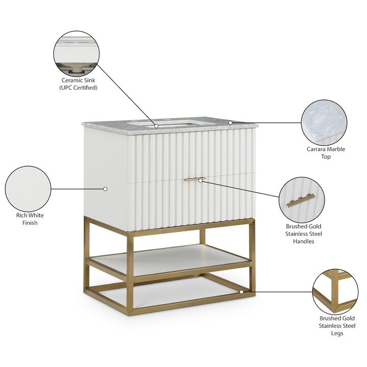 Meridian Furniture Monad White Bathroom Vanity