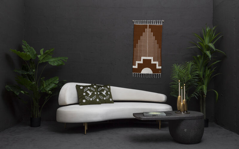 CENTRO Sheep Wool Handwoven Tapestry, Aged Bronze Wall Mount, Terracota & Ivory