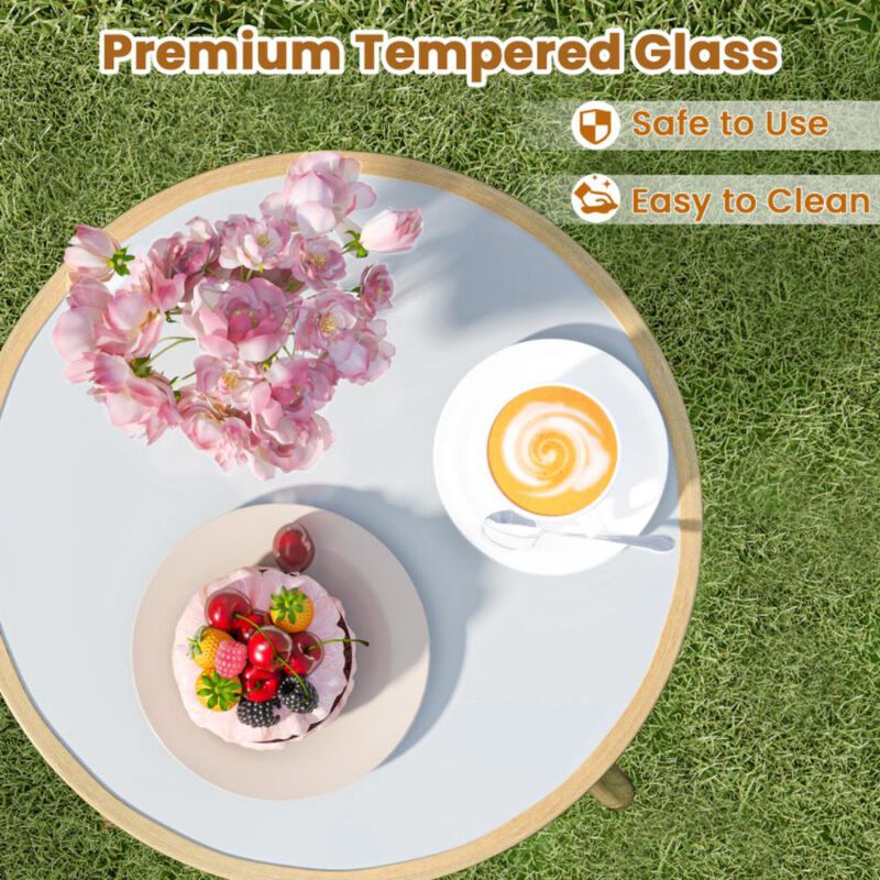 Hivvago 3 Pieces Outdoor Bistro PE Wicker Conversation Furniture Set