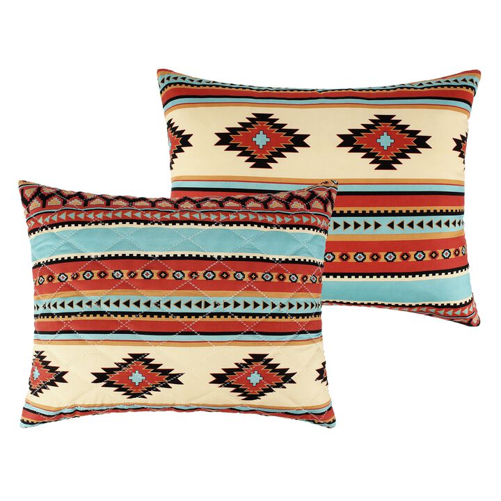 Tagus 36 Inch King Pillow Sham, Natural Southwest Patterns, Side Zippers-Benzara