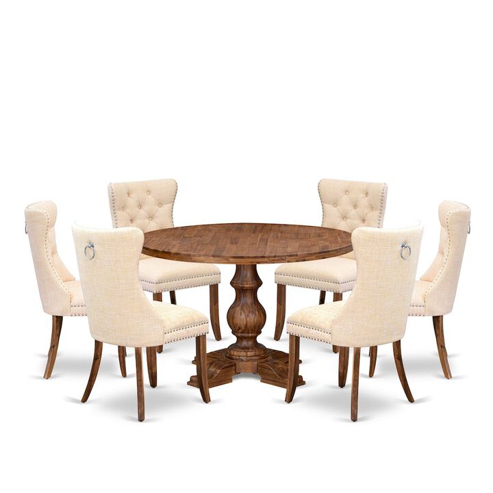 7-Piece Kitchen Table Set In Light Beige Color